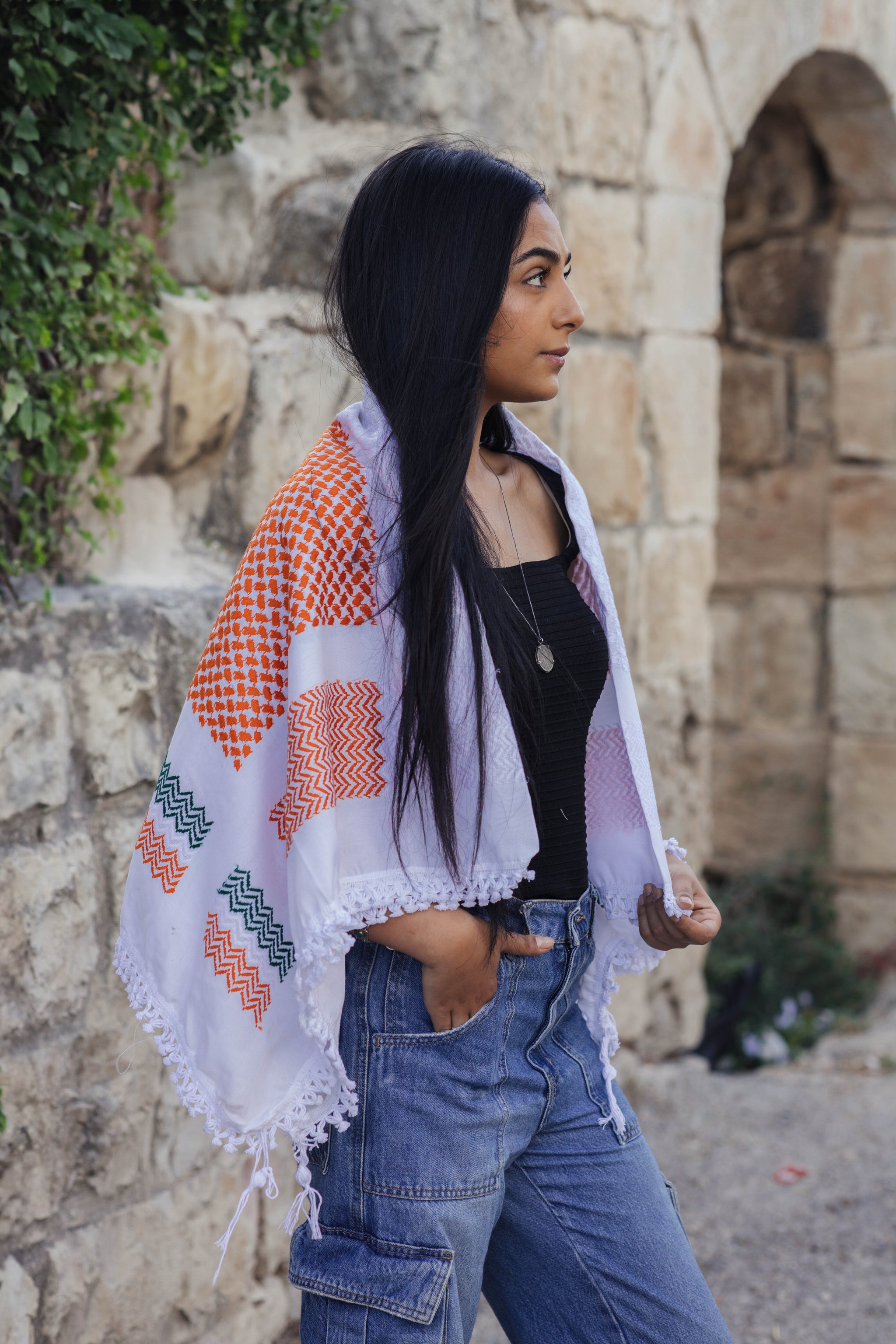 Irish Flag Kuffiyeh – Handwoven Palestinian Scarf (Nablus Textile Factory)