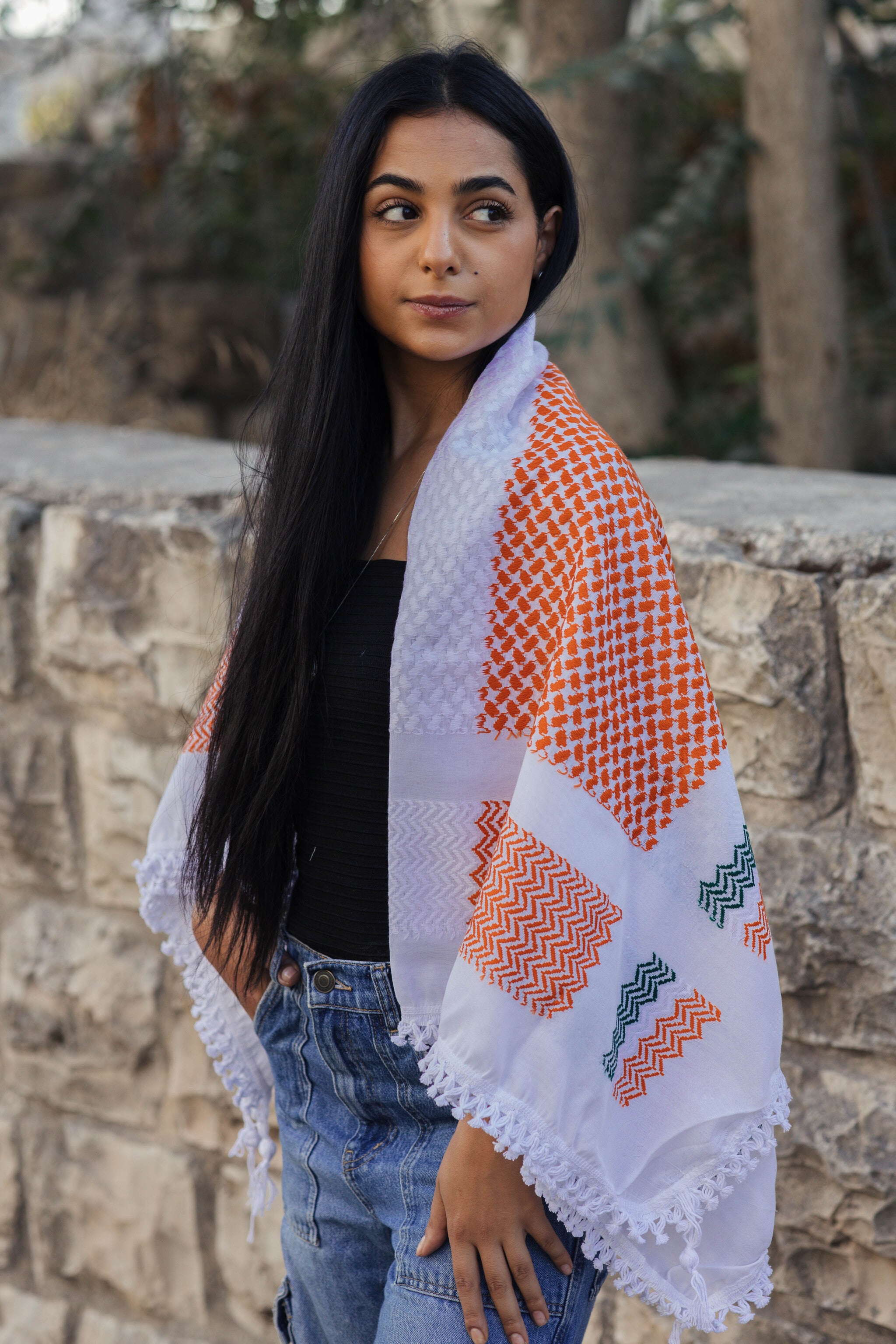 Irish Flag Kuffiyeh – Handwoven Palestinian Scarf (Nablus Textile Factory)