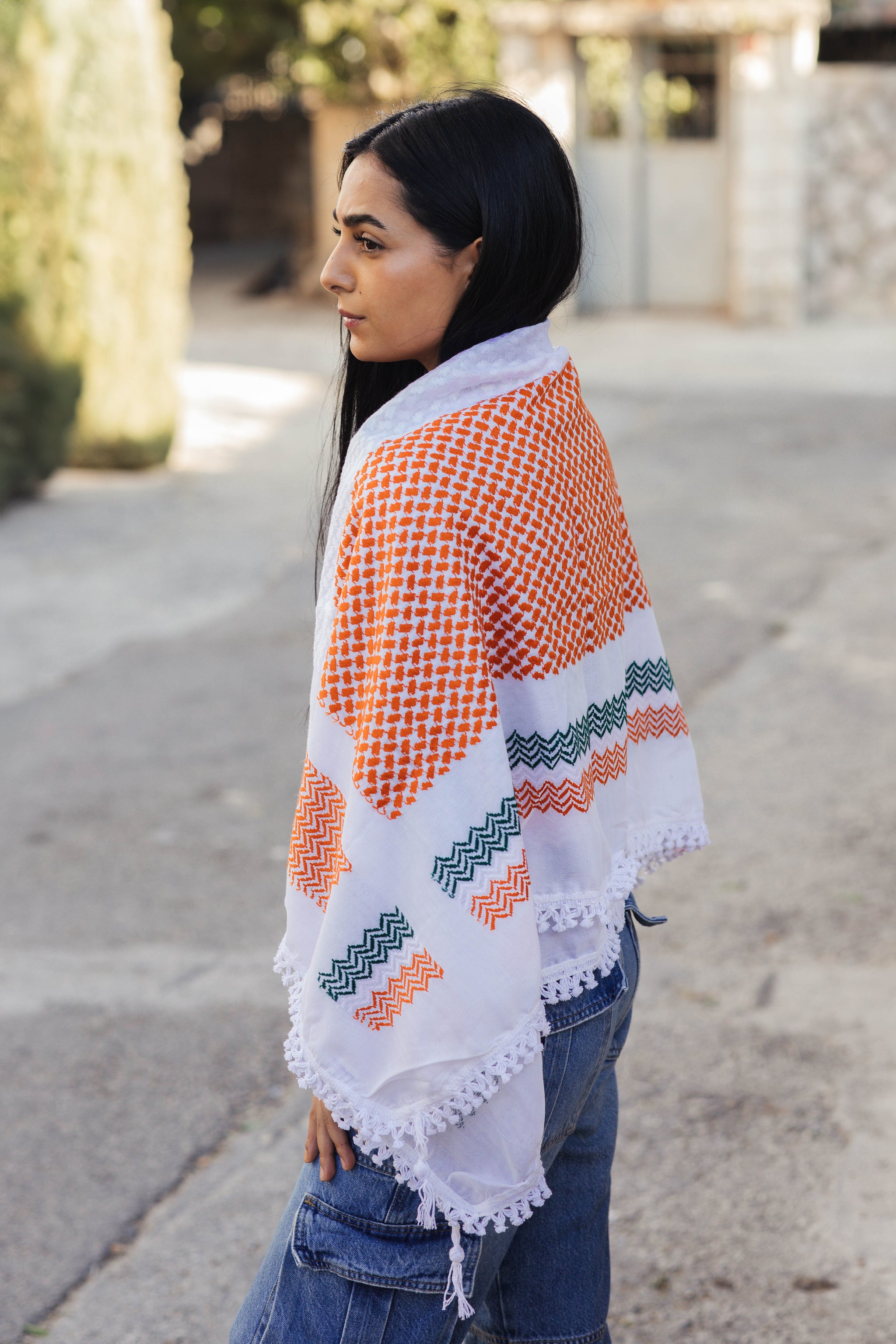 Irish Flag Kuffiyeh – Handwoven Palestinian Scarf (Nablus Textile Factory)