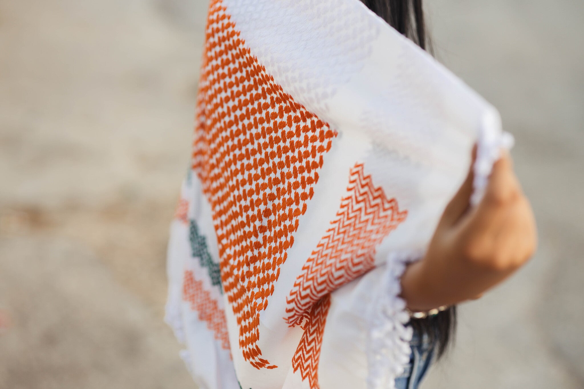 Irish Flag Kuffiyeh – Handwoven Palestinian Scarf (Nablus Textile Factory)