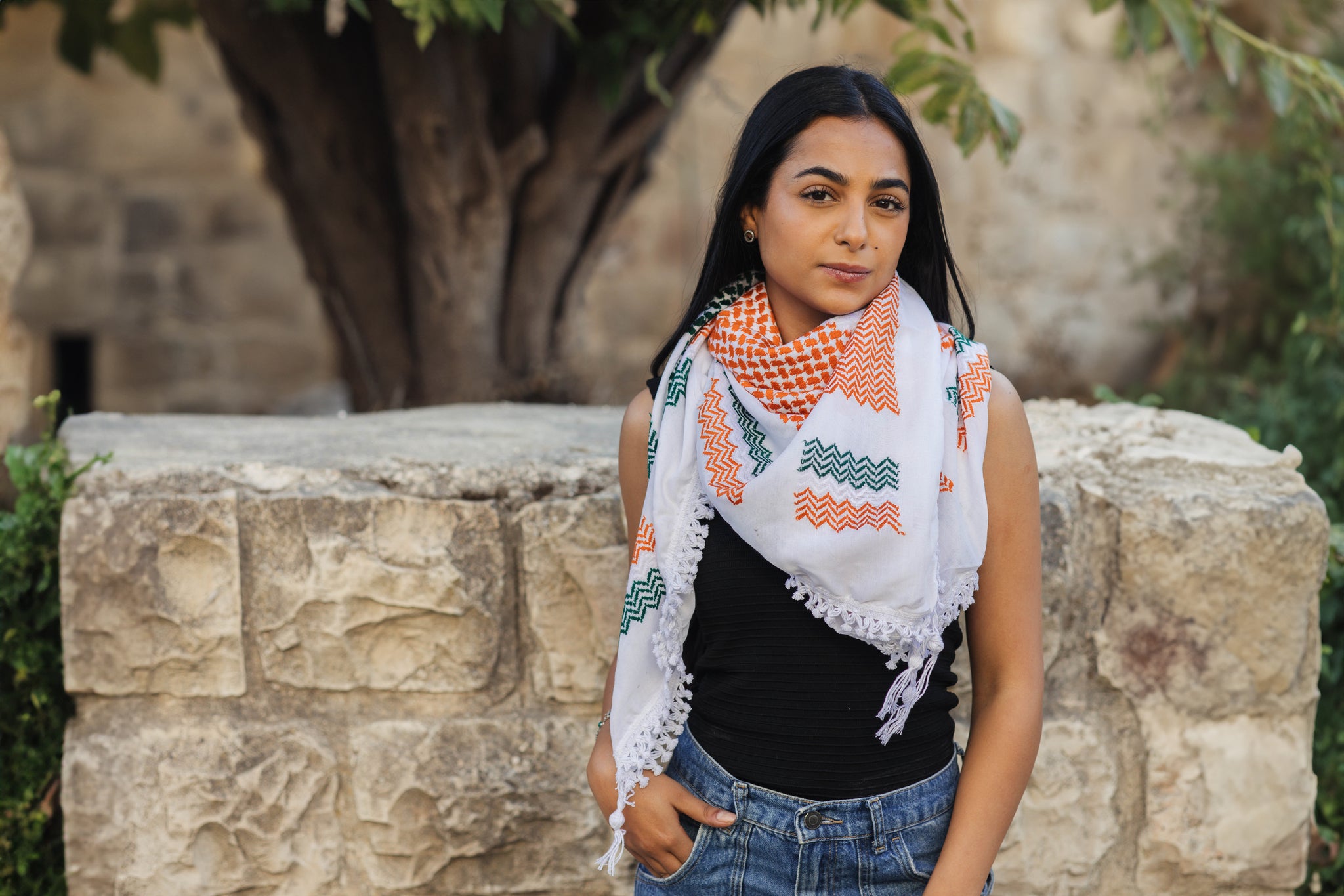 Irish Flag Kuffiyeh – Handwoven Palestinian Scarf (Nablus Textile Factory)