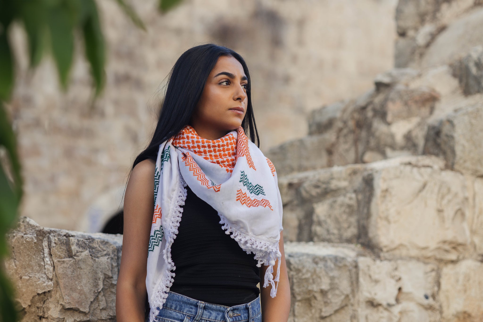 Irish Flag Kuffiyeh – Handwoven Palestinian Scarf (Nablus Textile Factory)