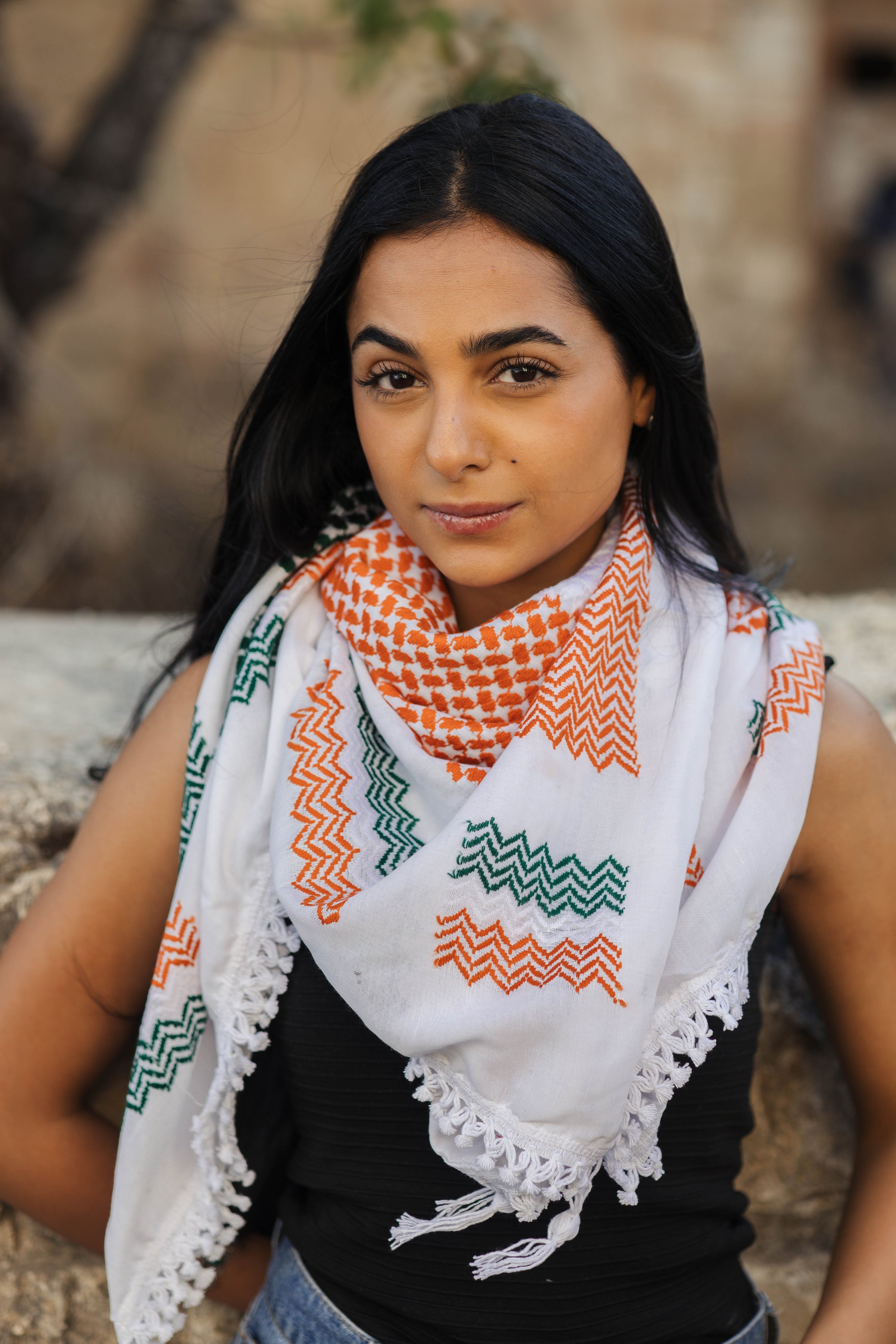 Irish Flag Kuffiyeh – Handwoven Palestinian Scarf (Nablus Textile Factory)