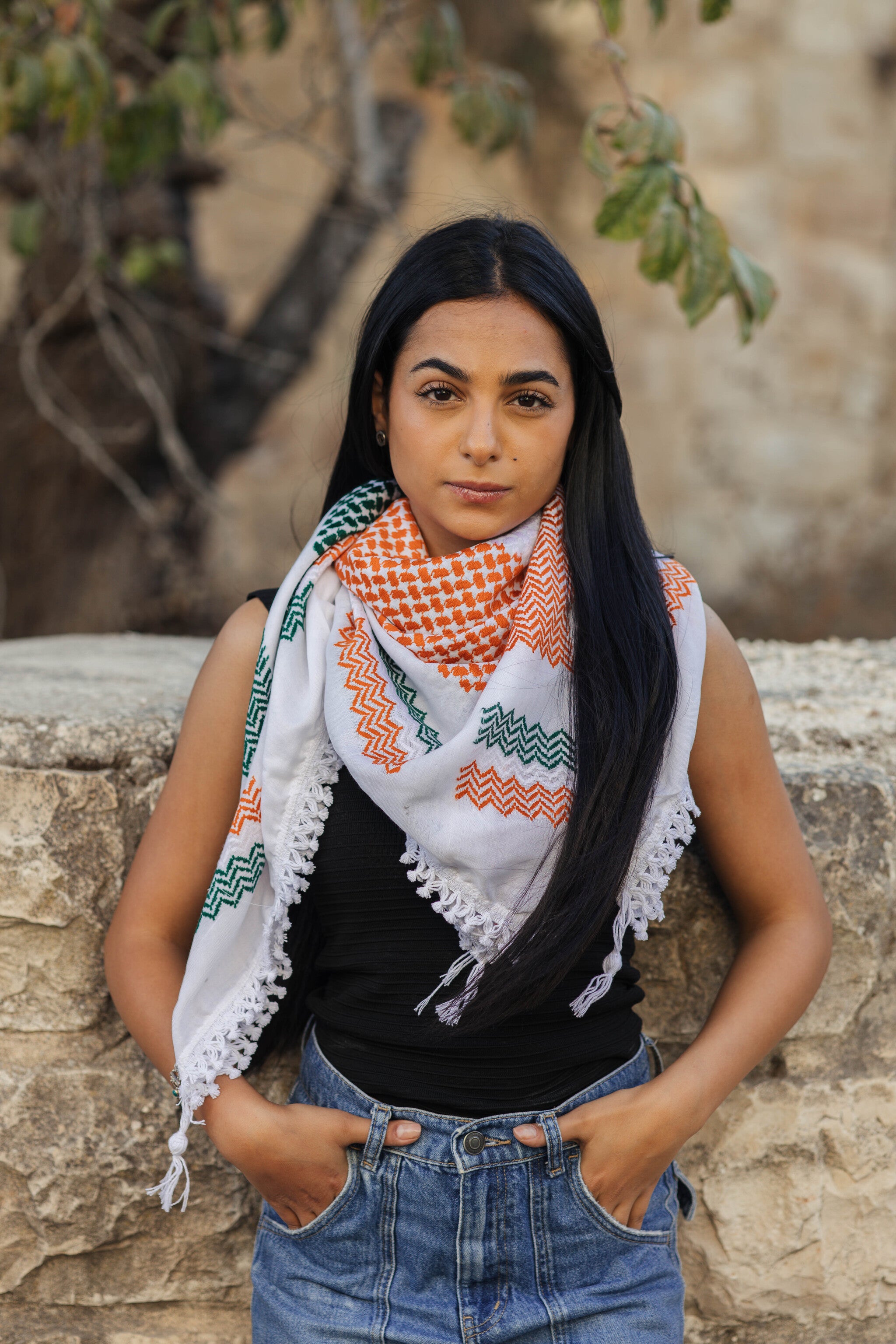 Irish Flag Kuffiyeh – Handwoven Palestinian Scarf (Nablus Textile Factory)