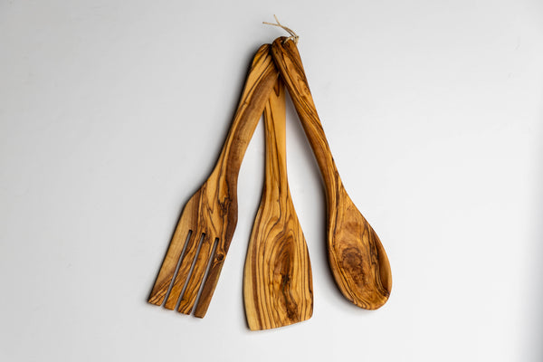 Handcrafted Olive Wood Utensil Set – Made in Bethlehem, Palestine