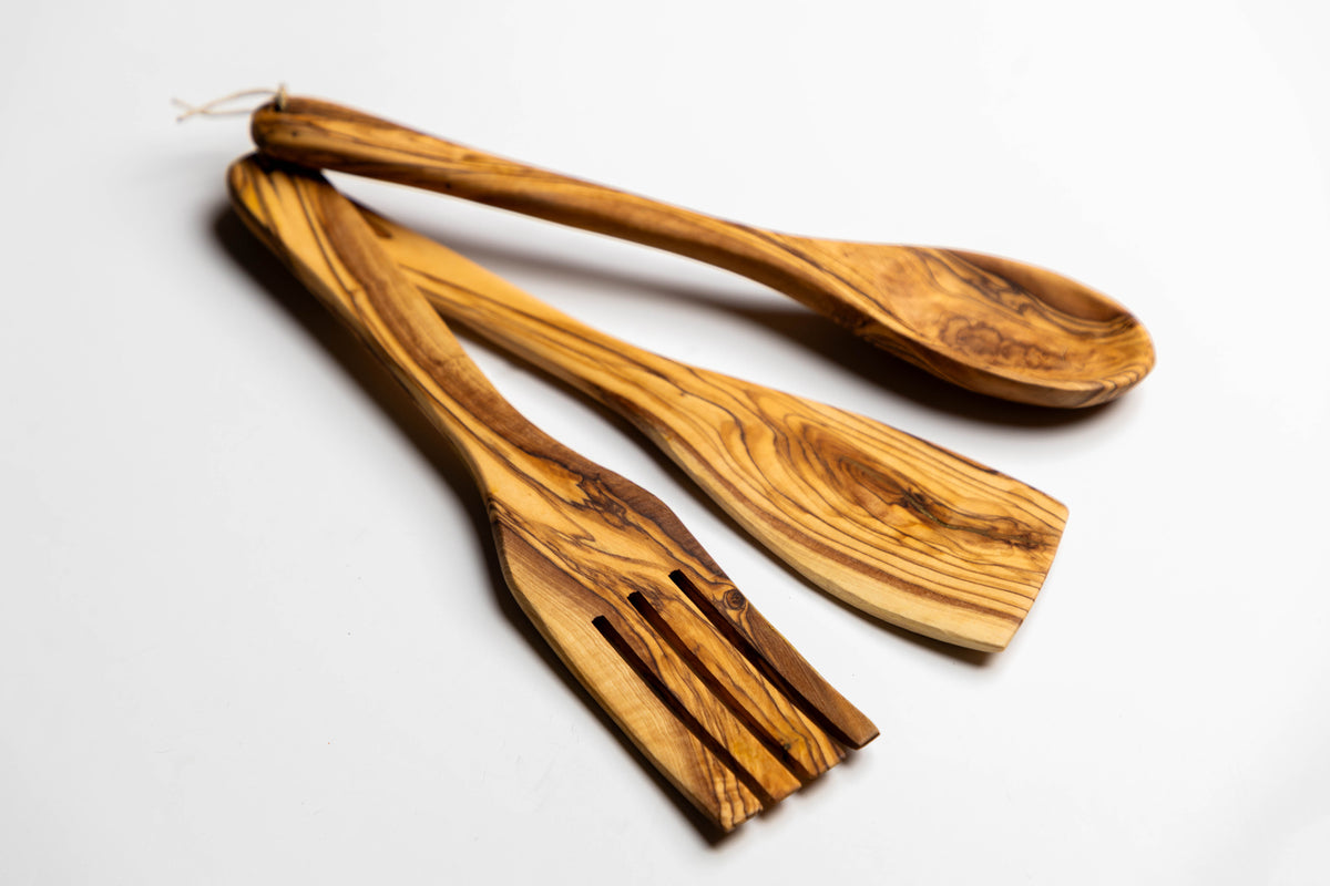 Handcrafted Olive Wood Utensil Set – Made in Bethlehem, Palestine