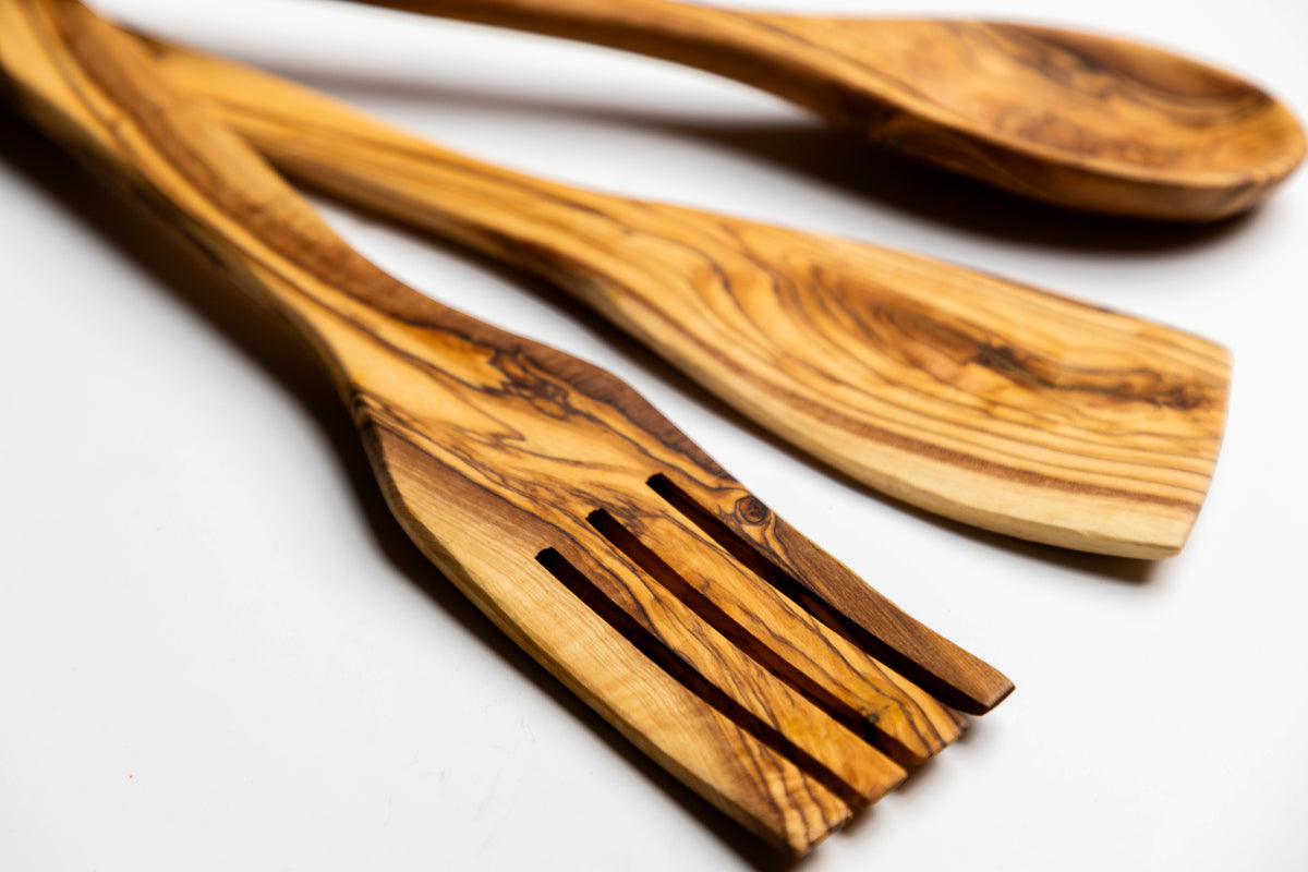 Handcrafted Olive Wood Utensil Set – Made in Bethlehem, Palestine
