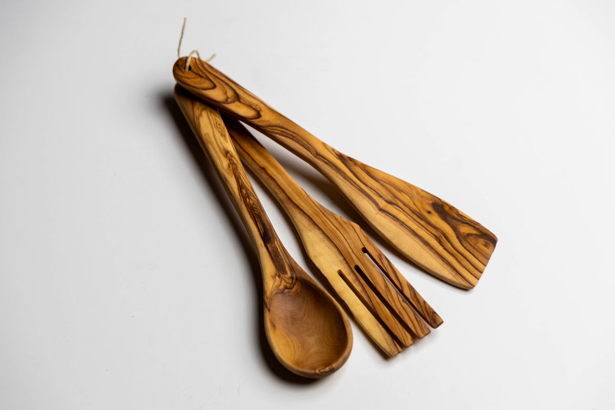 Handcrafted Olive Wood Utensil Set – Made in Bethlehem, Palestine
