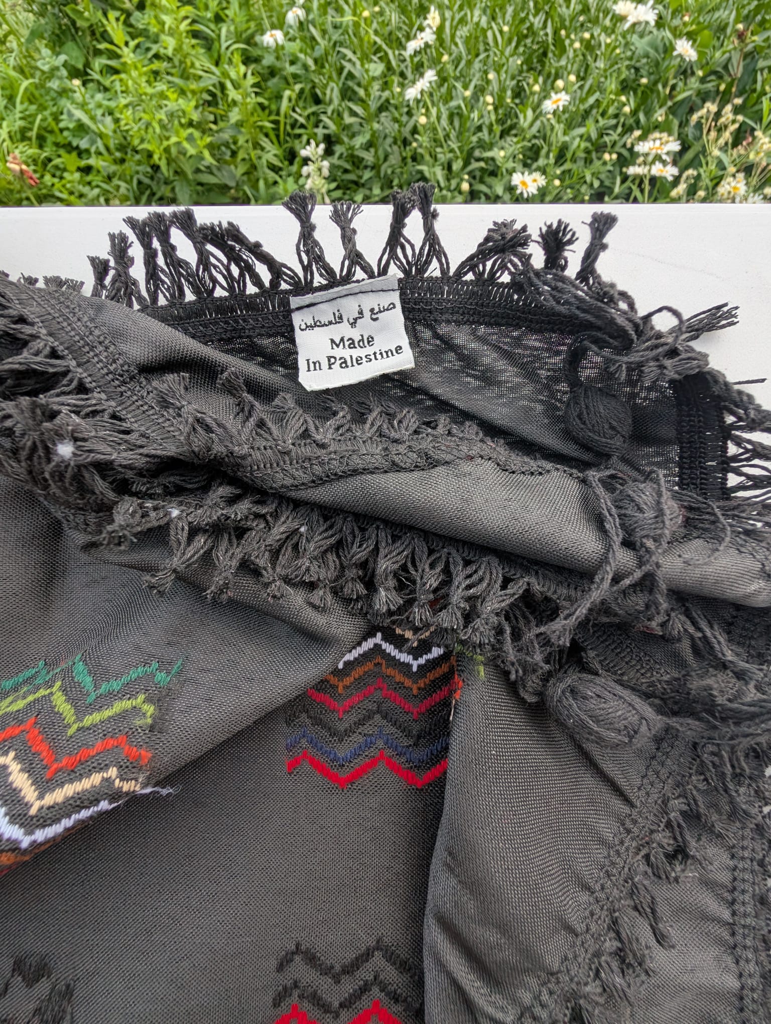 Multicolor on Black Nablus Keffiyeh — Woven in Palestine