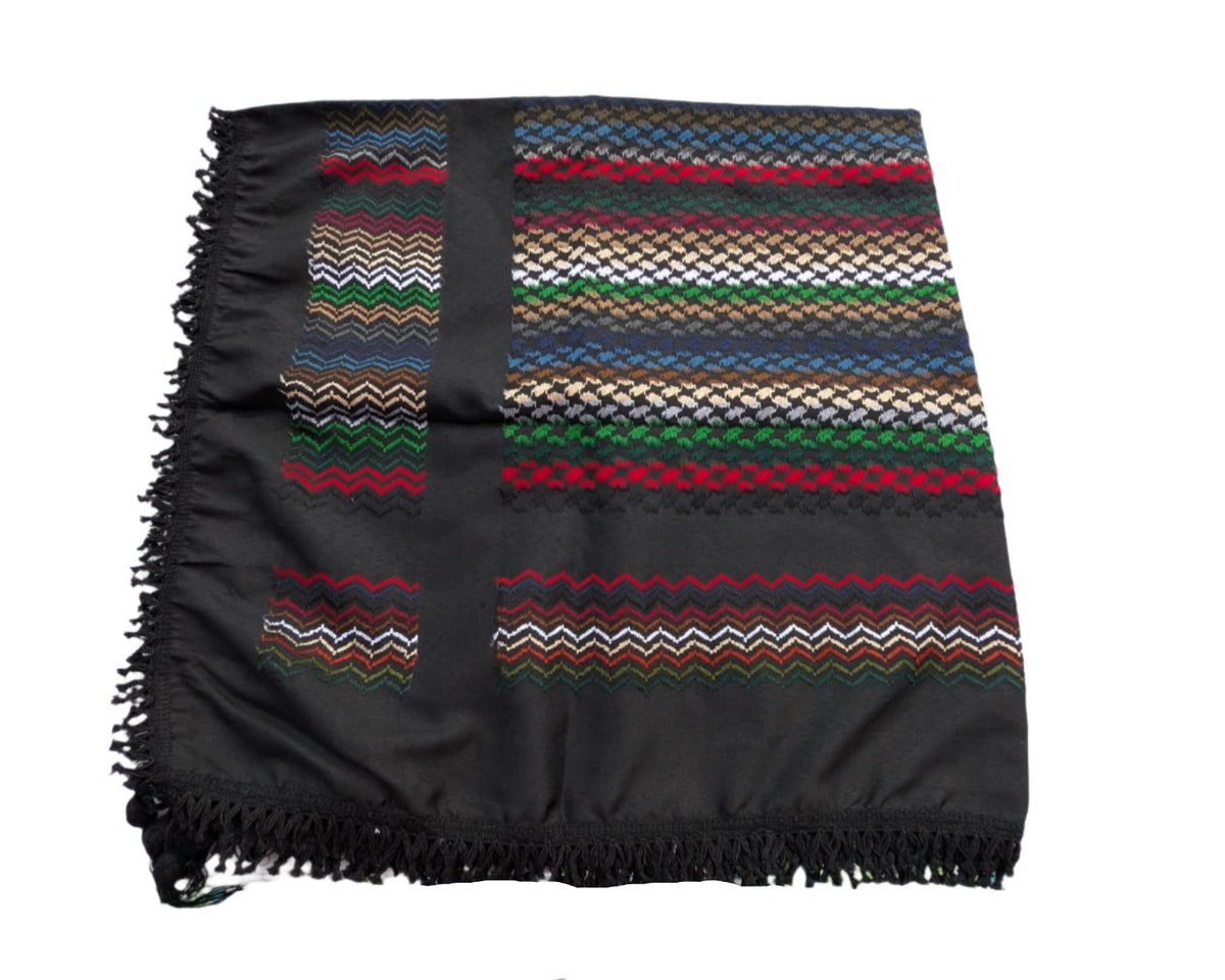 Multicolor on Black Nablus Keffiyeh — Woven in Palestine