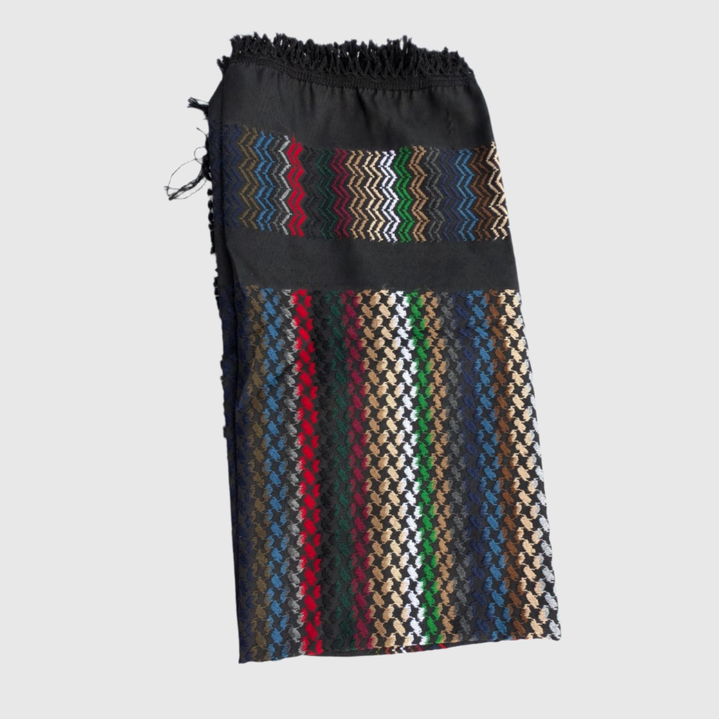 Multicolor on Black Nablus Keffiyeh — Woven in Palestine