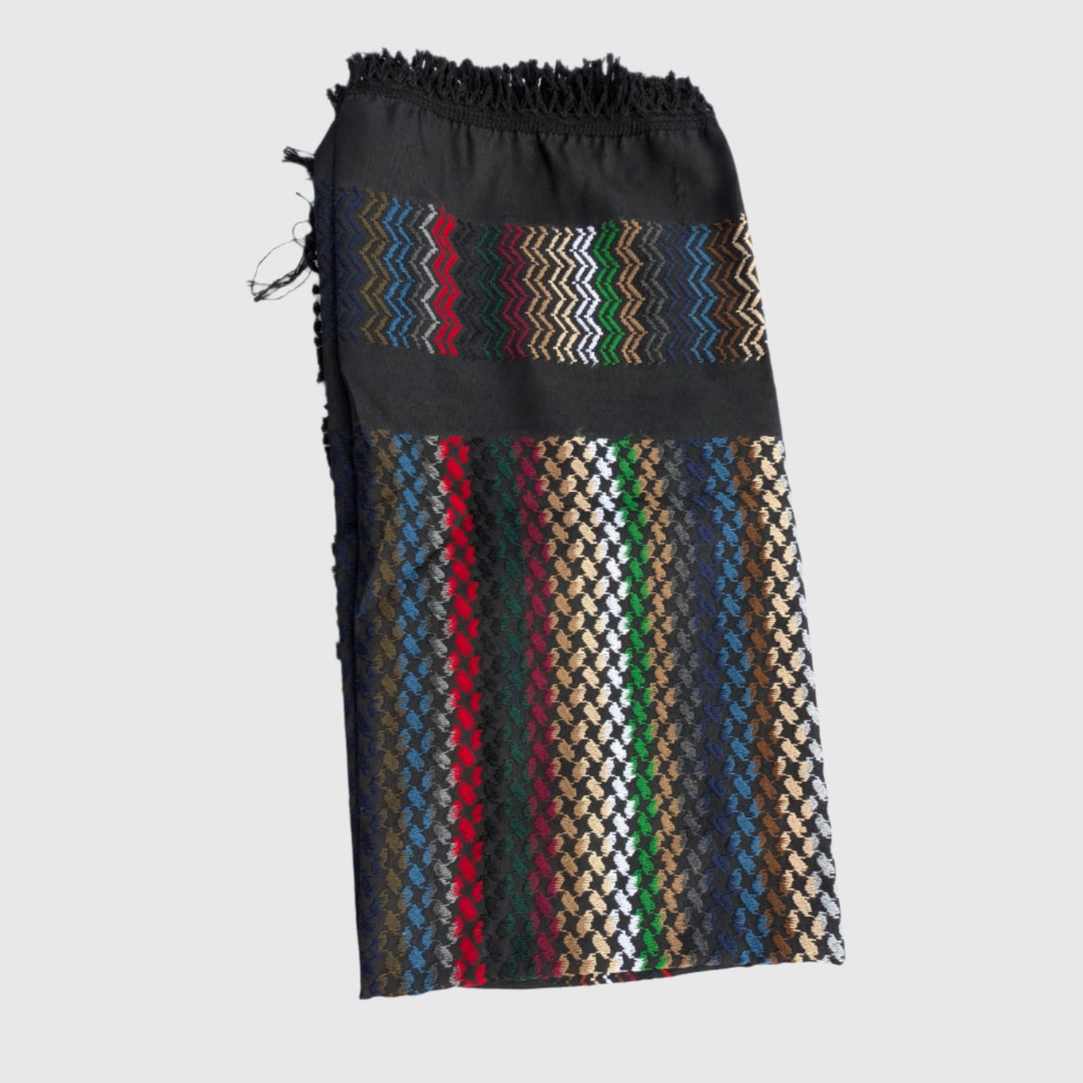 Multicolor on Black Nablus Keffiyeh — Woven in Palestine