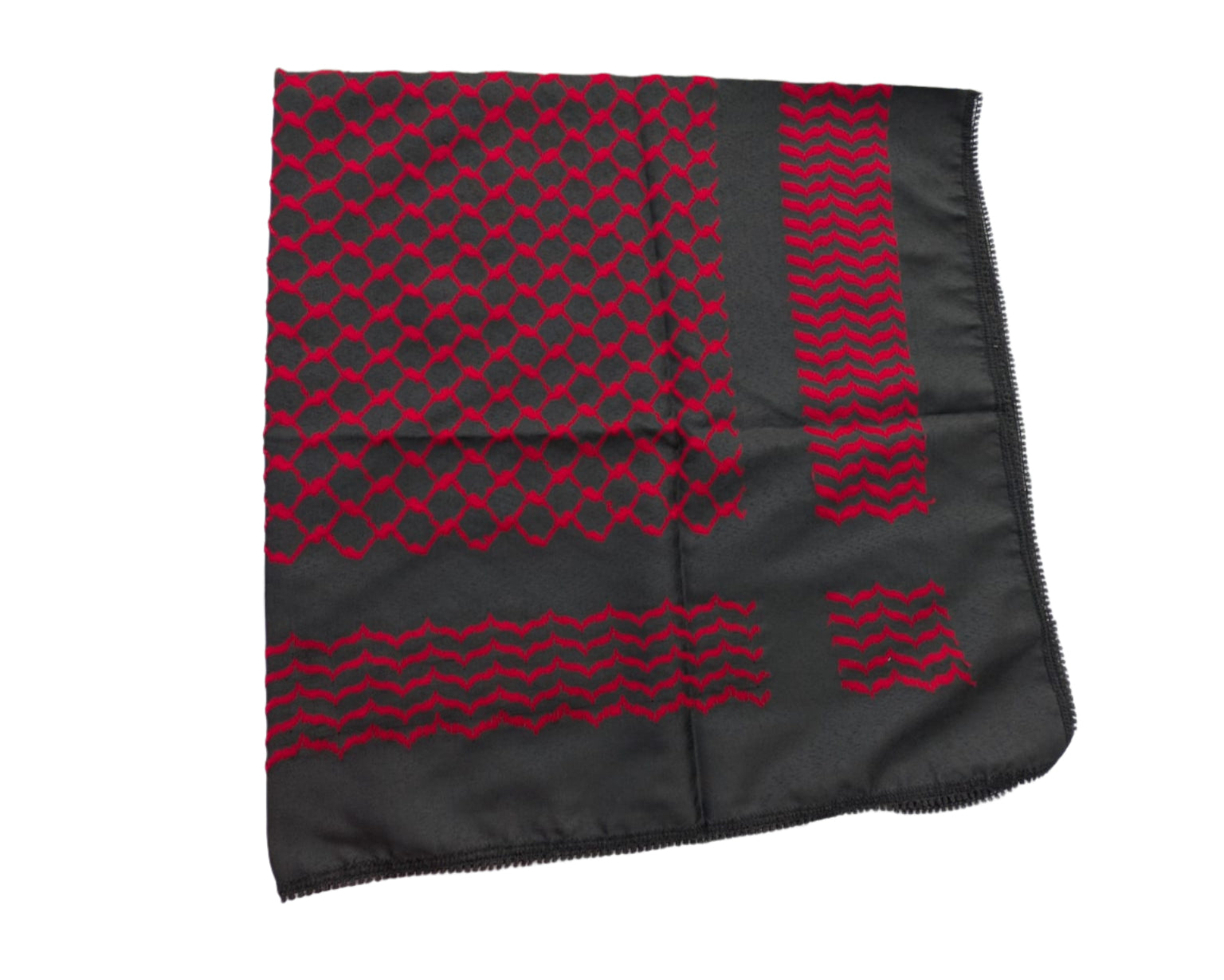 The Red on Black Palestinian Keffiyeh – Woven in Nablus