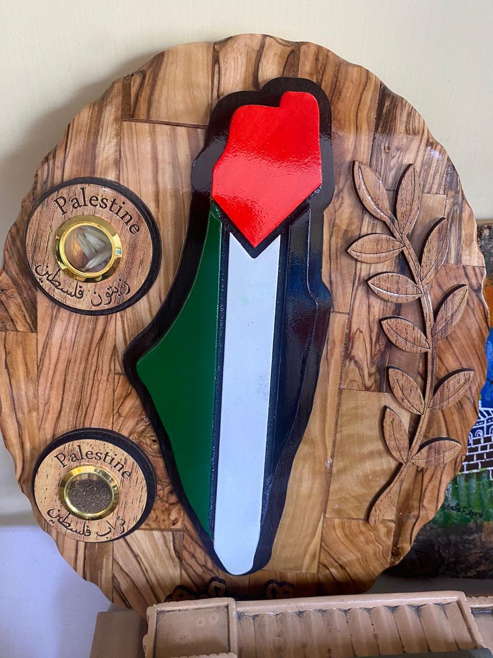 Handmade Olive Wood Palestine Map Wall Hanging – Made in Bethlehem