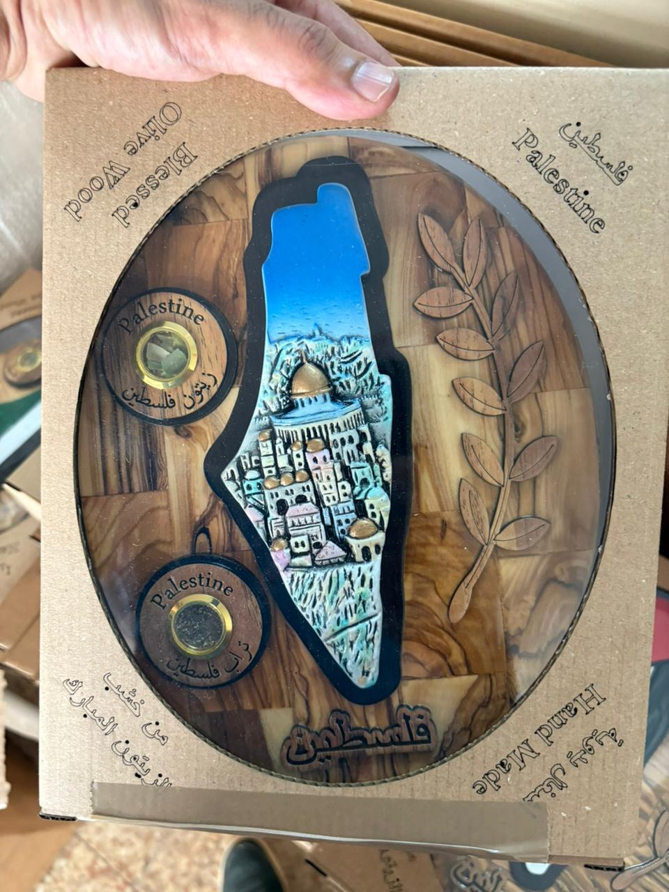 Handmade Olive Wood Palestine Map Wall Hanging – Made in Bethlehem