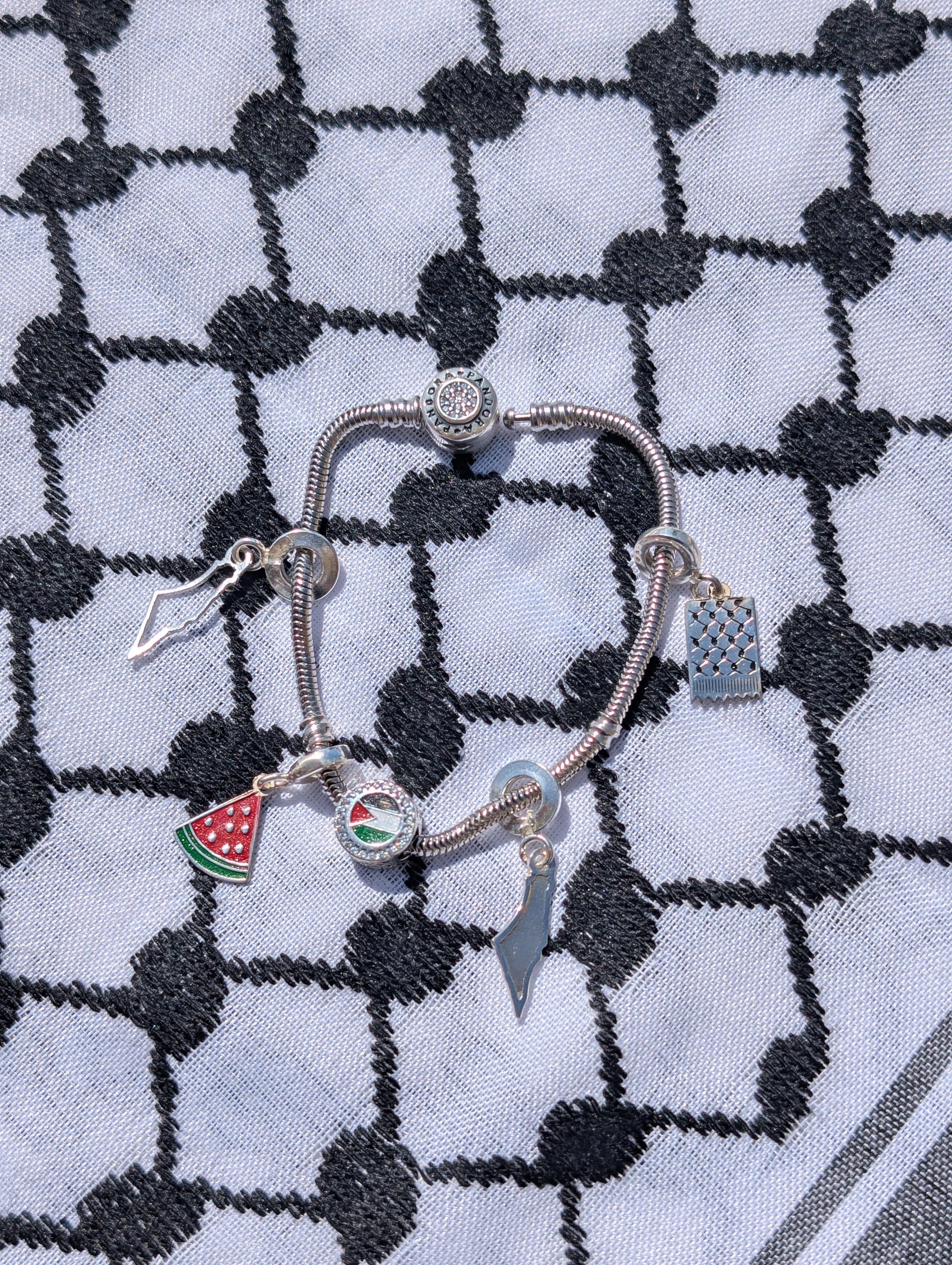 Kufiyyeh Charm – 925 Silver | Handmade in Palestine by Hadel Qasem